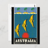 Vintage - Australië Reisposter Briefkaart (Voorkant / Achterkant)