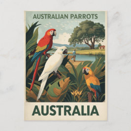 Vintage Australische papegaaien in het wild Briefkaart