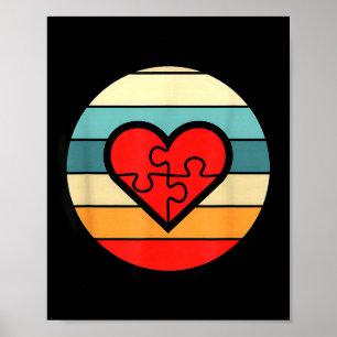 Vintage-autisme bewustzijn puzzel hart symbool poster