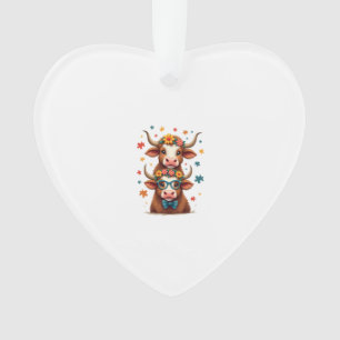 Vintage Autisme Hoogland Koe Trio Gluurt Schattige Ornament