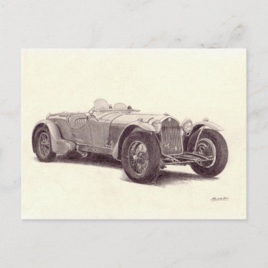 Vintage-auto: Alpha Romeo 8C Briefkaart (Voorkant)