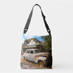 Vintage-auto en -garage crossbody tas