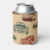 Vintage auto illustratie achtergrond patroon blikjeskoeler (Blikje Achterkant)