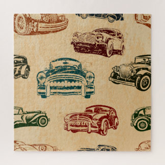 Vintage auto illustratie achtergrond patroon legpuzzel