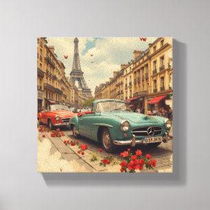 Vintage auto in Parijs Canvas Afdruk