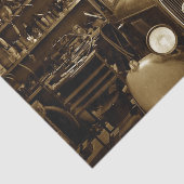 Vintage auto-kleding en reparatieschop tissuepapier (Detail)