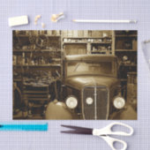 Vintage auto-kleding en reparatieschop tissuepapier (Craft)