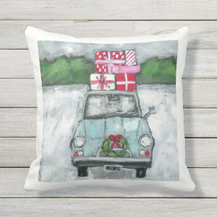 Vintage-auto met Cadeaus kerst Buitenkussen