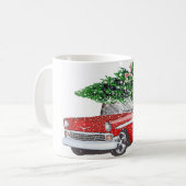 Vintage auto met kerstboom koffiemok (Voorkant links)