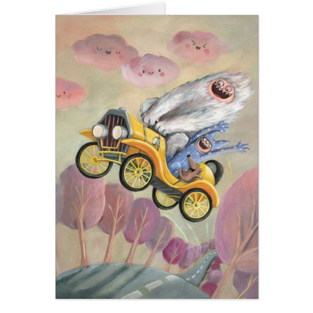 Vintage-auto met monsters (Voorkant)