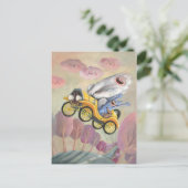 Vintage-auto met monsters briefkaart (Staand voorkant)