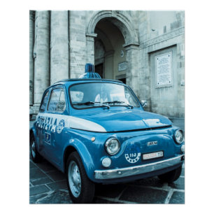 Vintage-auto Perfect Poster   Fiat 500   Politiewa