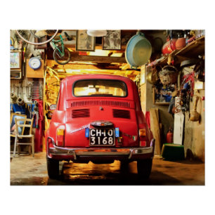 Vintage-auto Perfect Poster Fiat 500 Rome Ital