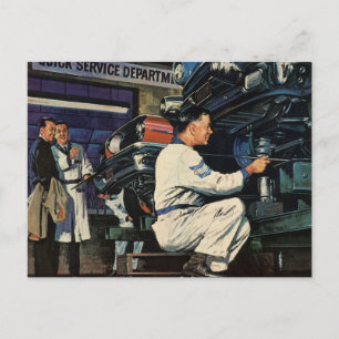 Vintage auto reparatie service bedrijf auto monteu briefkaart