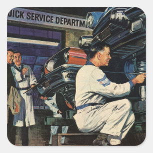 Vintage auto reparatie service bedrijf auto monteu vierkante sticker