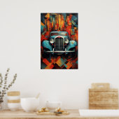 Vintage auto schilderij Abstracte kunst Poster (Keuken)