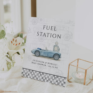 Vintage auto tankstation Baby shower Reclamebord Met Voetstuk
