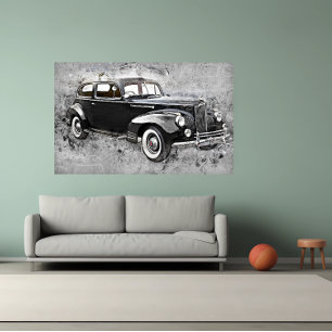 Vintage auto zwart 1941 Packard 110 auto kunst Poster
