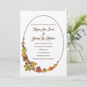 Vintage Automne Feuilles Mariage Invitations Ecru  (Debout devant)