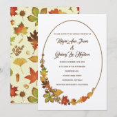 Vintage Automne Feuilles Mariage Invitations Ecru  (Devant / Derrière)