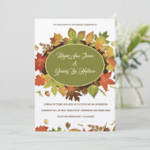 Vintage Automne Feuilles Mariage Invitations Ecru  (Debout devant)