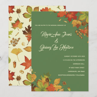 Vintage Automne laisse les invitations de mariage