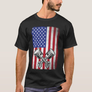 Vintage automonteur Zuiger Amerikaanse vlag vintag T-shirt