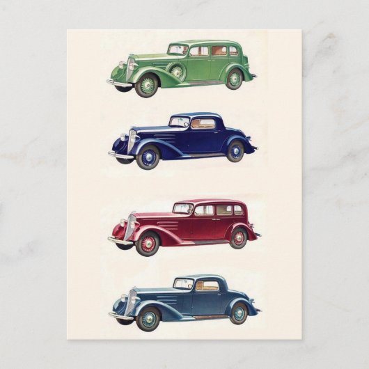 Vintage-auto's Briefkaart (Voorkant)