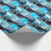 Vintage-auto's in de winter cadeaupapier (Hoek)