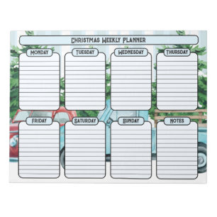 Vintage auto's Kerst Weekplanner Notitieblok
