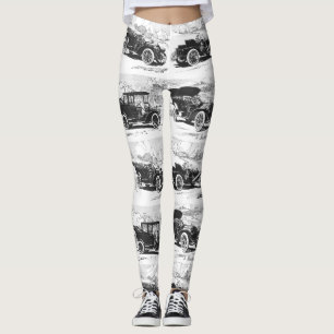 Vintage auto's kunst leggings