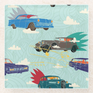 Vintage auto's: Sky wolken patroon Glazen Onderzetter