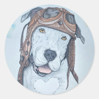 Vintage, Aviateur, chien pilote, autocollant rond