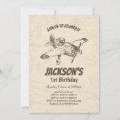 vintage, avion, avion, invitation d'anniversaire (Devant)