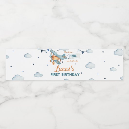 Vintage Avion premier anniversaire Étiquette boute (Étiquettes simples)