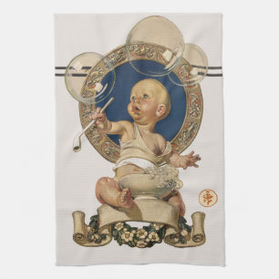 Vintage Baby Bubbles van J.C. Leyendecker Nursery Theedoek