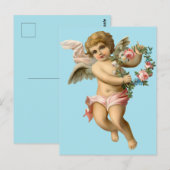 Vintage baby cherubijn met bloemen briefkaart (Voorkant / Achterkant)