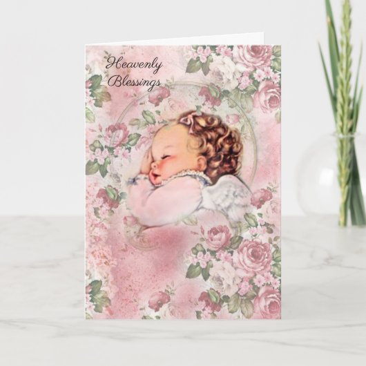 Vintage Baby Girl Religious Rose Carte (Devant)