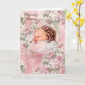 Vintage Baby Girl Religious Rose Carte (Fleur jaune)