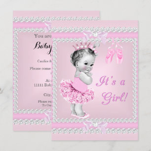 Vintage baby shower meisje mooie roze ballerina kaart