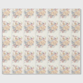  Vintage Baby Shower Roze Olifant Blauwe Beer Cadeaupapier (Vlak)