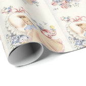  Vintage Baby Shower Roze Olifant Blauwe Beer Cadeaupapier (Rol Hoek)