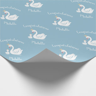 Vintage Baby shower Swan Cadeaupapier