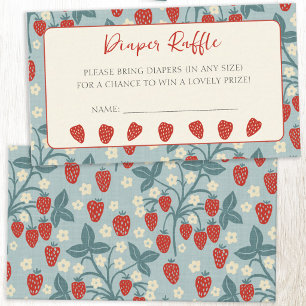Vintage Babyshower met Thema Aardbei Luiers Raffle Informatiekaartje