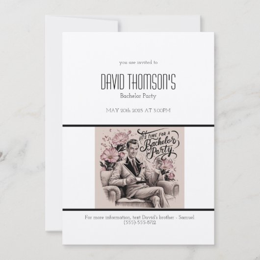 Vintage Bachelor Party invitation design rétro (Devant)