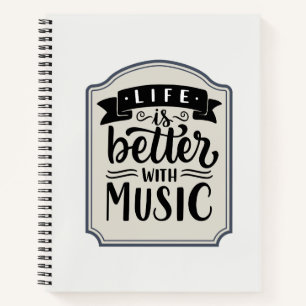 Vintage Badge Minimal Notitieboek Journaal muzie
