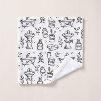 Vintage Badkamer Decoratie - Wit/Zwart Bad Handdoek