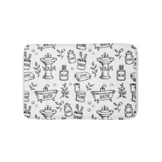 Vintage Badkamer Decoratie - Wit/Zwart Badmat
