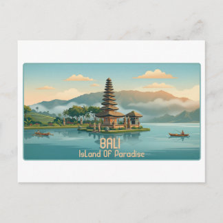 Vintage Bali Ulun Danu Beratan Lake Temple Travel Briefkaart