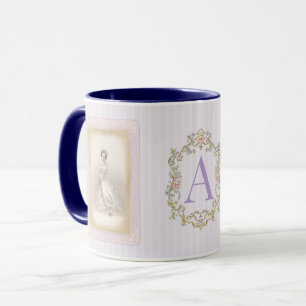 Vintage Ballerina Koffiemok in Zachte Lila & Blauw Mok